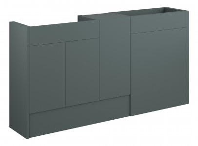 Adula Standard Basin & WC Unit with 1 Door Unit Pack 1536mm Matt Green (Grey Cabinet) [PLUM110792]