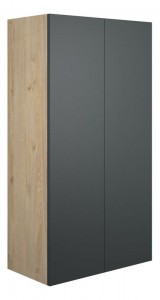 Adula Standard Wall Mounted Storage Unit (2 Door) 600mm Matt Graphite Grey (Oak Cabinet) [PLUM110497]