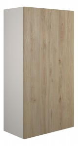 Adula Standard Wall Mounted Storage Unit (2 Door) 600mm Havana Oak (Grey Cabinet) [PLUM110638]