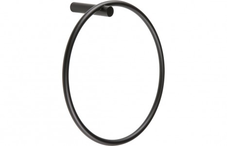 Bologna Towel Ring 200mm Matt Black [PLUM101682]
