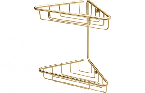 Este 2-Tier Corner Shower Caddy 210 x 195mm Brushed Brass [PLUM105487]
