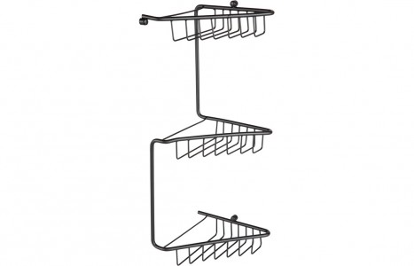 Este 3-Tier Corner Shower Caddy 200 x 180mm Matt Black [PLUM105491]