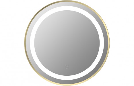 Halano Round Front-Lit LED Mirror 600mm Brushed Brass [PLUM106253]