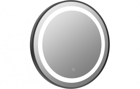 Halano Round Front-Lit LED Mirror 600mm Matt Black [PLUM106252]
