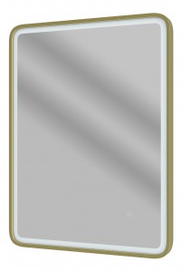 Isili Rectangular Front-Lit LED Mirror 600mm Brushed Brass [PLUM109012]