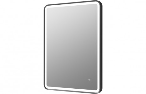 Isili Rectangular Front-Lit LED Mirror 600mm Matt Black [PLUM106270]