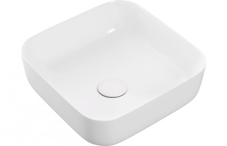 Lucca Ceramic Square Washbowl & Waste 400mm Matt White [PLUM104931]