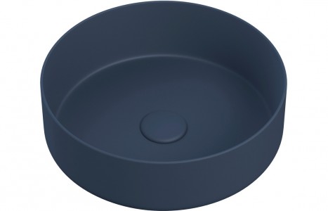 Lucca Ceramic Round Washbowl & Waste 355mm Matt Deep Blue [PLUM105577]