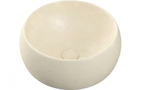 Rimini Ceramic Washbowl 400mm Stone Effect White [PLUM106868]