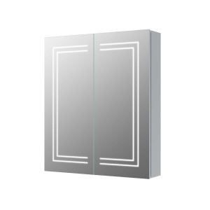 Sassari Front-Lit LED Mirror Cabinet (Double Door) 600mm [PLUM106300]