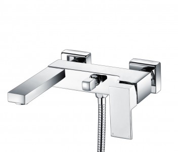 Zocca Wall Mounted Bath & Shower Mixer Tap with Hose Handset & Bracket Chrome [PLUM105737]