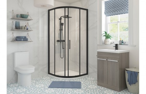 Corato Matt Black 800mm 2 Door Quadrant [PLUM104949]