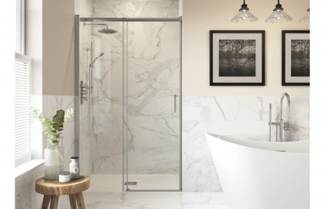 Imola 1000mm Semi-Framed Sliding Door [PLUM103386]