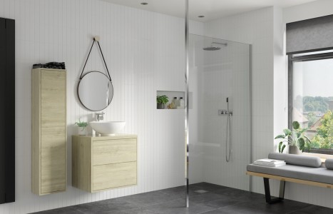 Imola 1000mm Wetroom Panel & Floor-to-Ceiling Pole [PLUM103395]
