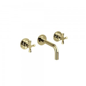 Riviera RIV1GOLD Wall Mounted Basin Mixer 3 Tapholes Gold (Required Rough-In Kit - NOT Included)