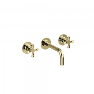 Burlington RIV1GOLD Riviera Wall Mounted Basin Mixer 3 Tapholes Gold (Required Rough-In Kit - NOT Included)