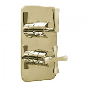 Burlington RIV2GOLD Riviera 1000 Shower Valve Face Plate & Handles for Concealed Shower Valve Gold (Shower Valve NOT Included)