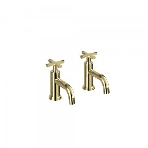 Burlington RIV7GOLD Riviera Basin Pillars Taps 2 Tapholes Gold