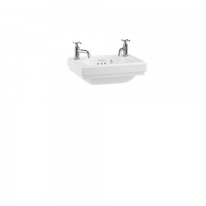 Burlington RIV82TH Riviera Cloakroom Basin 450 x 320mm 2 Tapholes White (Brassware NOT Included)