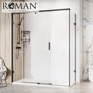 Roman Liberty 10 Side Panel for 800mm Corner Fitting - Brushed Brass [TTR1C8BR] [SIDE PANEL ONLY SLIDING DOOR SYSTEM NOT INCLUDED]