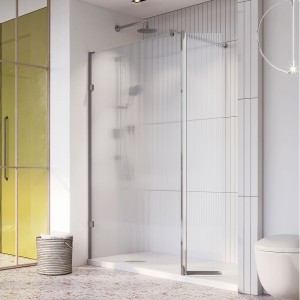 Roman Liberty Corner Wetroom Panel 1057mm Fluted Glass Chrome [KLCP11FS] [BRACE BARS/FIXINGS AND DEFLECTOR PANEL NOT INCLUDED]