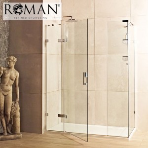 Roman Liberty 8 Two In-Line Panels for 1600mm Corner Fitting Polished Nickel [KLHR1613PN] [IN-LINE PANELS ONLY DOOR AND SIDE PANEL NOT INCLUDED]