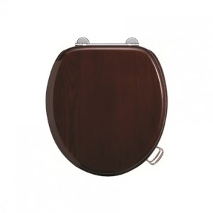Burlington S17 Soft Close Wooden Toilet Seat & Cover Mahogany with Chrome Hinges