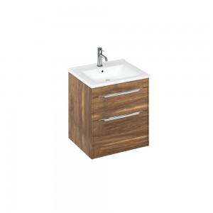 Britton S55DDC Shoreditch 550mm Wall Mounted Vanity Unit with Double Drawer Caramel (Basin & Brassware NOT Included)