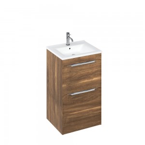 Britton S55FSC Shoreditch 550mm Floorstanding Vanity Unit with Double Drawer Caramel (Basin & Brassware NOT Included)