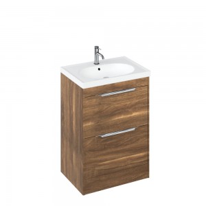 Britton S65FSC Shoreditch 650mm Floorstanding Vanity Unit with Double Drawer Caramel (Basin & Brassware NOT Included)