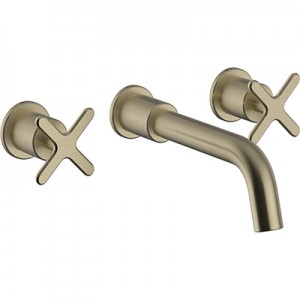 Heritage Salcombe 3 Taphole Wall Mounted Basin Mixer Brushed Brass