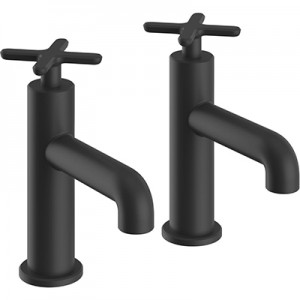 Heritage Salcombe Basin Pillar Taps Matt Black [TSACBL00]