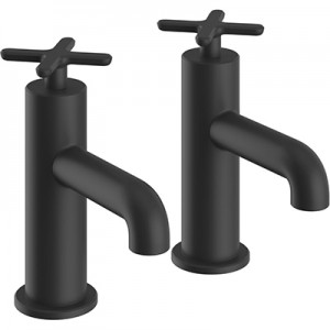 Heritage Salcombe Bath Pillar Taps Matt Black [TSACBL01]