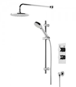 Tavistock Quantum Concealed Thermostatic Two Outlet Shower with Fixed Head Slide Rail and Handset [SQT1611]