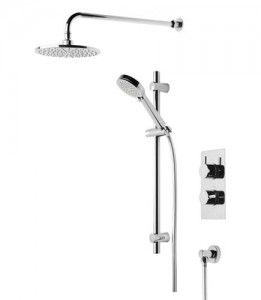 Tavistock Quantum Dual Function Shower System with Riser Kit & Overhead Shower Chrome [SQT1611]