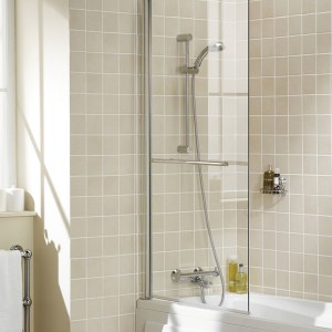 Lakes SS66S Classic 6mm Square Bath Screen with Towel Rail 944x1500mm Polished Silver Frame