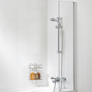 Lakes SS90S Classic 6mm Shower Curtain Panel Bath Screen 300x1400mm Silver Frame (Shower Curtain NOT Included)