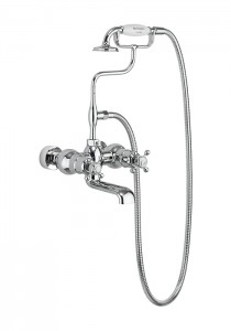 Burlington T2WB Tay Wall Mounted Thermostatic Bath Shower Mixer with Handset & Hose Chrome/White