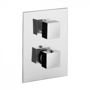 Tissino Elvo Dual Handle Thermostatic Shower Valve with Diverter 3 Outlets Chrome [TEV-203-CP]