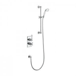 Burlington TF1H Trent Thermostatic Concealed Shower Valve with Slide Rail Hose & Handset Chrome/White