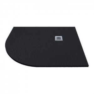 Tissino Giorgio2 Left Hand Offset Quadrant Shower Tray 1000 x 800mm Matt Black Slate [TRG-701-MN]