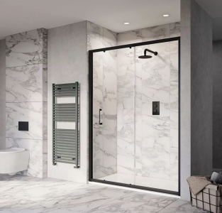 Tissino Rivelo Sliding Shower Door 1100mm Matt Black [TRV-402-MN]