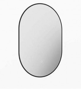 Tissino Terzo Backlit Capsule Mirror with De-mister 850 x 600mm Matt Black [TTZ-360-MN]