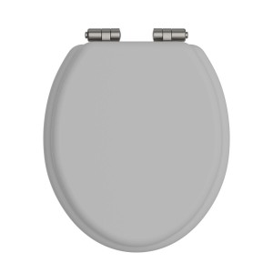 Heritage Toilet Seat Soft Close Brushed Nickel Hinges - Dove Grey