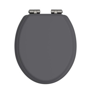 Heritage Toilet Seat Soft Close Brushed Nickel Hinges - Graphite