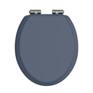 Heritage Toilet Seat Soft Close Brushed Nickel Hinges - Maritime Blue