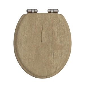 Heritage Toilet Seat Soft Close Brushed Nickel Hinges - Oak