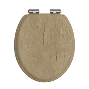 Heritage Toilet Seat Soft Close Vintage Gold Hinges - Oak