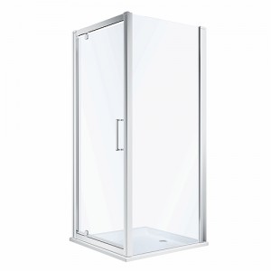 Twyford BJ560.105.00.2 Geo Pivot Shower Door 760mm for Alcove or Corner Fitting Silver Frame