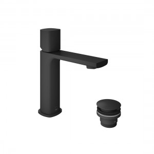 Cameo by Vado Leverless Mono Basin Mixer Tap (Single Taphole) with Universal Waste Matt Black [CAM-100/CC-MB]